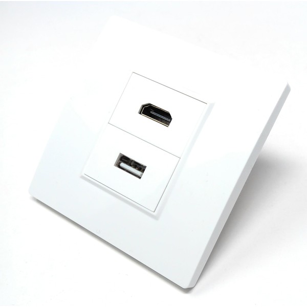 HDMI & USB 2.0 Multimedia Wall Plate Faceplate, Easy Connect,