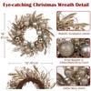 Briful 16" Christmas Wreath Champagne Door Wreath Handcrafted with Artificial