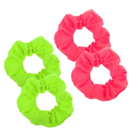 PEOVLVN 4 Pcs Neon Scrunchies, Large Hair Scrunchies Neon Hair Ties Elastic Hair Bands Ponytail Holders 80s 90s Hair Accessories for Women Party Outfits and Workout Costumes (2 Colors)