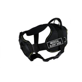 Dean & Tyler Fun Harness with Padded Chest Piece, Medical Alert Dog, Medium, Black with Yellow Trim