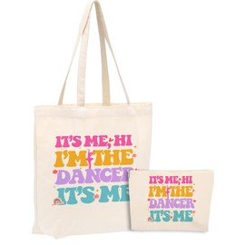 I'm the Dancer, Dancer Gifts, 2PCS Makeup Cosmetic Bag Canvas Tote Bag Beach Bag for Shopping Work Office ,Dance Teacher Gifts Dancing Ballet Girl Gift for Women Girl Mom Sister Birthday Christmas