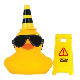 AOT Rubber Duck for Jeeps Car Dashboard Decoration,Funny Squeaky Duck with Road Signs Sunglasses for Party Favors Game Rewards Home Ornament