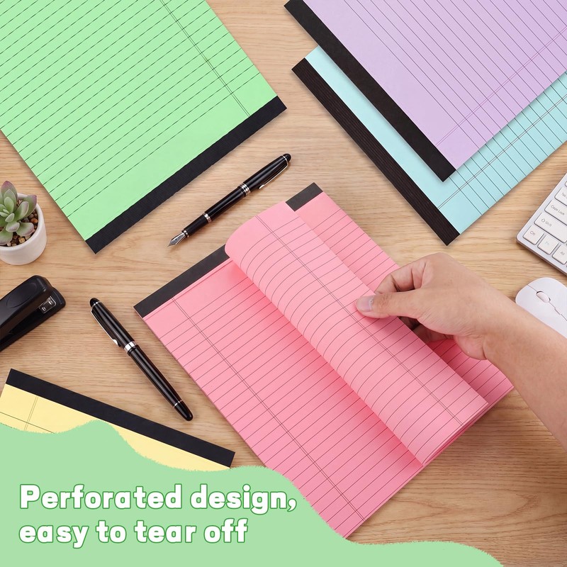Thboxes Colored Legal Pads 8.5 x 11, Wide Ruled 5