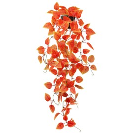 LOYWREE Small Fake Hanging Potted Plant, Artificial Potted Fall Plant Faux Ivy Vine Plant Hanging Plant Pothos for Shelf Home Office Indoor Outdoor Garden Thanksgiving House Wedding Decor (Black Pot)