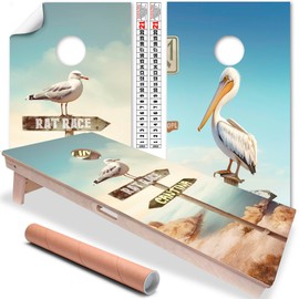 Cornhole Board Wraps and Decals for Boards Set of 2 Skins Professional Vinyl Covers Sticker Cornhole Wraps Stickers Island Directional Signs Beach House Cornhole Skins Cornhole Wraps for Boards