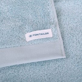 Tom Tailor Hand Towels, Set of 2, 50 x 100 cm, 100% Cotton/Terry Towel, with Hanger and Label with Logo, Colour Bath Towel, Light Blue (Sky Blue)