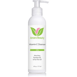Amara Beauty Vitamin C Facial Cleanser 15% - With Organic Aloe Vera & Rosehip Oil - 177 ml by Amara Organics