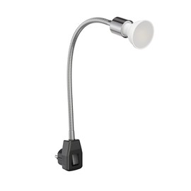 ledscom.de LESCH Socket Lamp Reading Lamp Gooseneck Switch Chrome/Black + LED Lamp White 3 Levels Dimming: Max. 609lm
