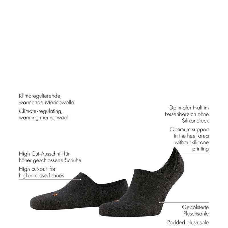 FALKE Unisex Keep Warm U IN Wool Invisible Plain Socks