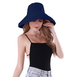 AIDIER Women's 2-in-1 Extra Wide Brim Summer Hat Foldable Floppy Sun Hats Flexible Removable Fishing Hat UV Protection Beach Hat Flora Garden Hat Summer Large Hat UPF 50+ (Brim Length 18 cm)