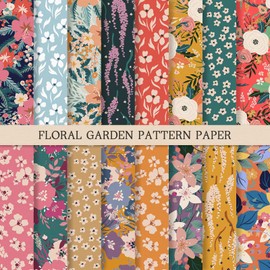 JarThenaAMCS 32 Sheets Flower Garden Pattern Paper Vintage Botanic Scrapbook Specialty Paper Double Sided Craft Paper For DIY Card Making Photo Album Journal Decor, 6 x 6 Inch
