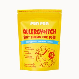 PENPEN Dog Allergy Relief Chews, Dog Itching Skin Relief, Omega 3 for Dogs Itch Supplement, Relieve Seasonal Allergy, Provide Immune Support (Peanut Butter Chews, 50ct)