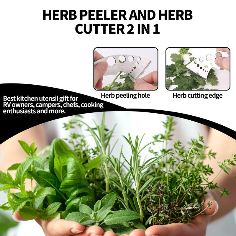 Herb Stripper, Stainless Steel Leaf Stripper Tool with 9 Hose