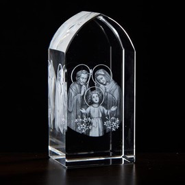 Trinity Church Supply Holy Family Etched Glass Christian Decoration Religious Sculptures, 3-1/4 Inch Height