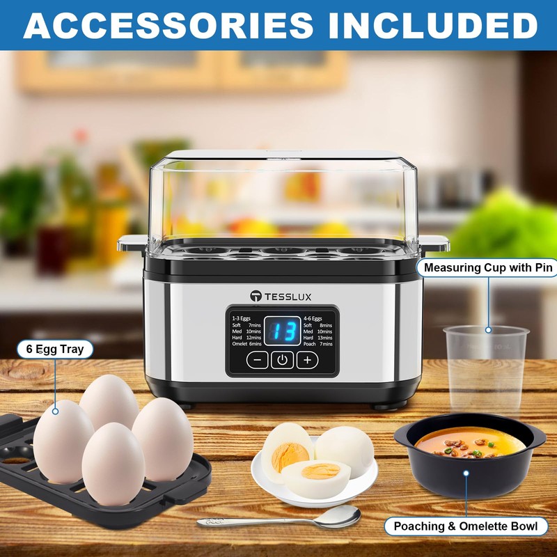 Electric Rapid Egg Cooker, 6 Egg Capacity for Hard Boiled