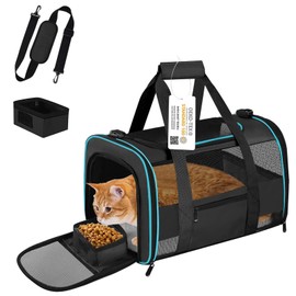 CUSSIOU Large Cat Carrier Dog Carrier, Pet Carrier for Large Cats, Dog Carrier for Medium Small Dogs, Collapsible Soft Sided Pet Carrier for Cats Dogs Puppy of 25l bs, Black