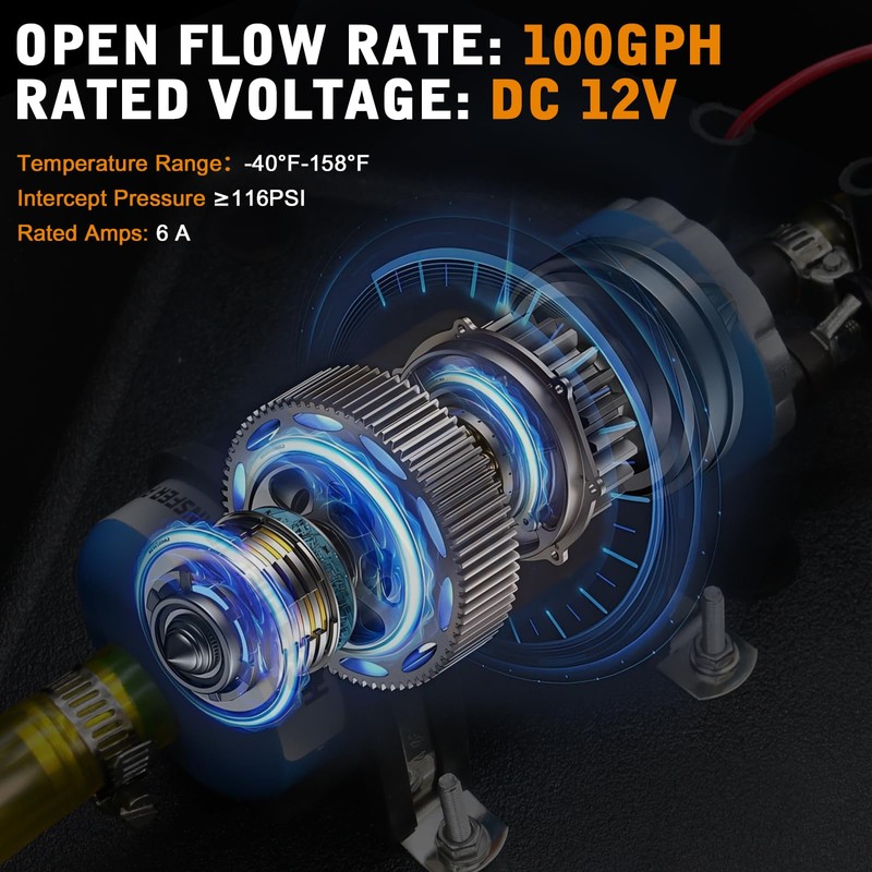 12V External Inline Fuel Transfer Pump Set, Electric Fuel Pump