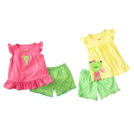 Babygp Girls 2 Piece Pajama 100% Cotton(Size:2-10years) (12T, Pink-Yellow-4 Pieces)