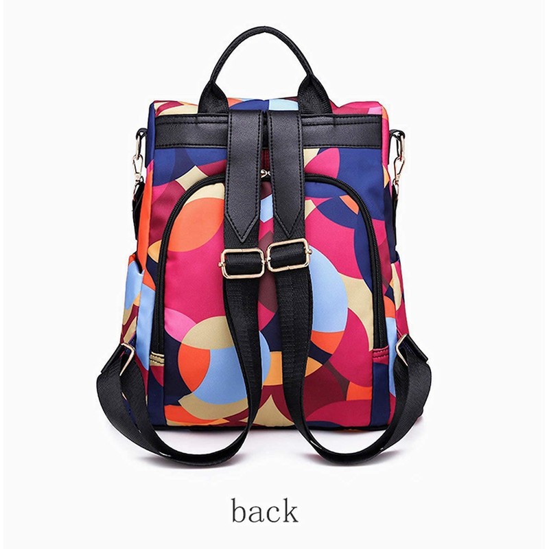 Wishliker Women's Backpack, Anti-Theft, Waterproof, Multifunctional School Bags, B-red circle,