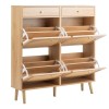 Rattan Front Shoe Cabinet 2 Drawers 4 Flip Compartments 105*24*110cm