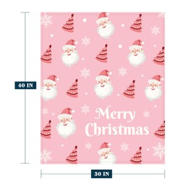 YeeJu Christmas Throw Blanket Baby Blanket Small Pink Santa Claus Blanket for Toddler Swaddle Pet Crib Soft Lightweight Fuzzy Plush Fleece Blankets and Throws Xmas Holiday Blanket 30x40