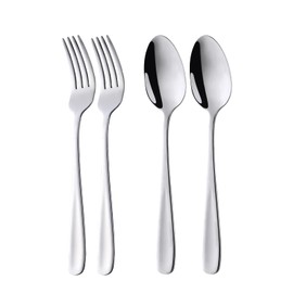 Buyer Star Spoon Fork Set, Dinner Spoon, Dinner Fork, 4 Pieces, 7.3 inches (18.5 cm), Stainless Steel, Cutlery, Curry, Salad, Soup Spoon, Dishwasher Safe, Silver