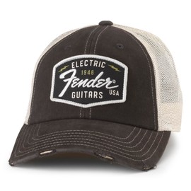 AMERICAN NEEDLE Fender Guitars Patch Unisex Adjustable Snapback Baseball Hat, Stone/Black (Orville), One Size