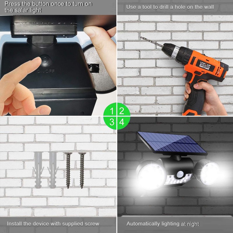 Ollivage Outdoor Solar Lights, 30 LED Solar Security Lights with