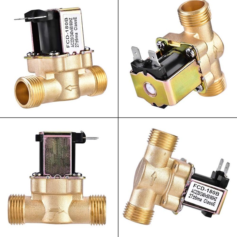 Nikou Solenoid Valve, 1/2" AC 220V Normally Closed Brass Electric