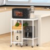 Kitchen Microwave Cart with Wheels,Coffee Bar Table Station,4-Tier Rolling Baker's