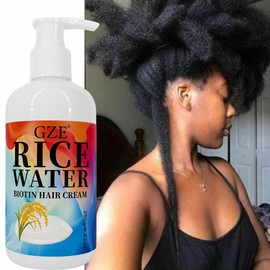 Rice Water & Biotin Hair Cream - Smoothing Treatment for Frizzy Hair, Hydrating Leave-In Conditioner to Strengthen Weak & Damaged Hair​