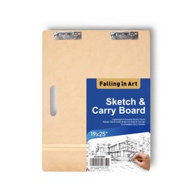 Falling in Art 19x25 Sketch Board, Drawing Tote Board for Artists with Sturdy Clip and Rubber Bands, Portable Art Clipboard for Classroom and Studio Drawing