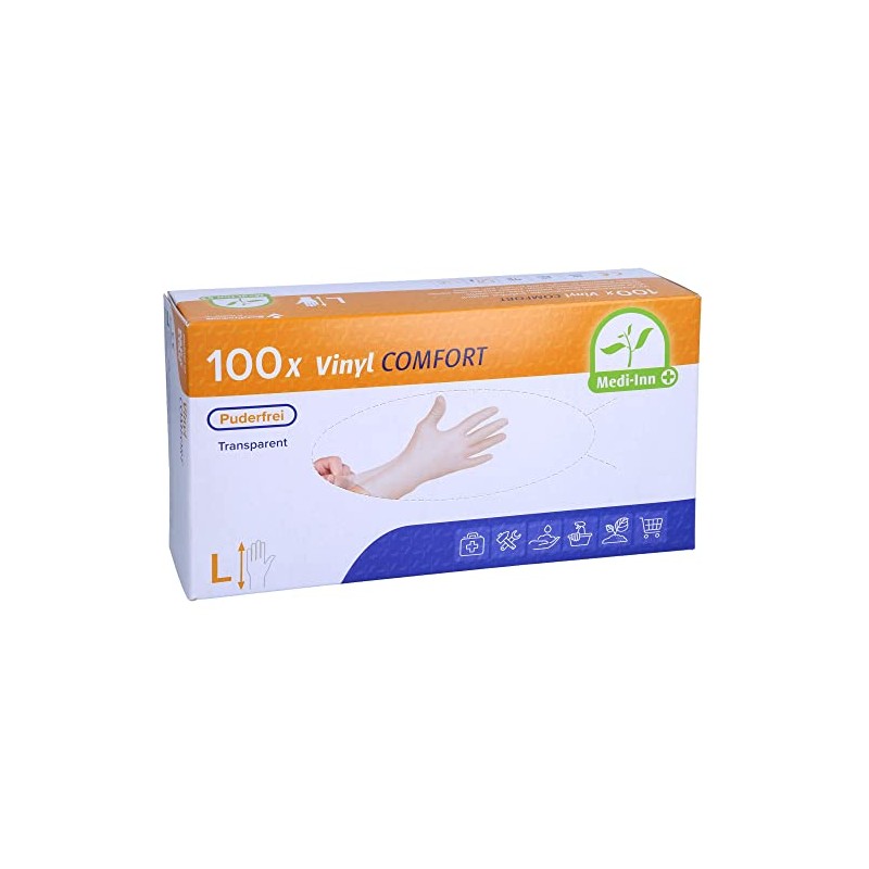 Disposable Vinyl Gloves Powder-Free L Pack of 100