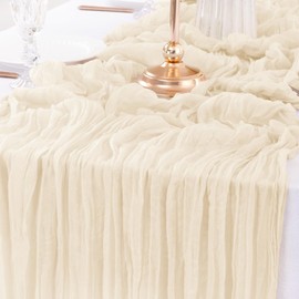 MLMW 6 Pack Cheesecloth Table Runner Bulk 13.3ft Gauze Table Runner 35 × 160 Inch Rustic Cheese Cloth Table Runner for Wedding Baby Shower Birthday Bridal Party Decorations Beige