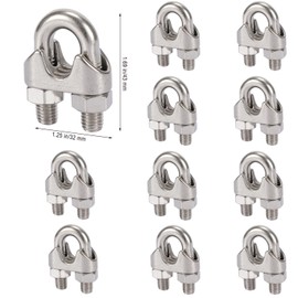 Pack of 10 stainless steel clamps, M10, stainless steel bow rope clamp, U-bolt, wire rope clamp, stainless steel clamp for wire rope, steel cable