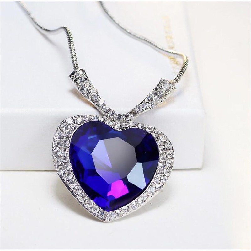 Titanic Blue Heart Necklace in Pouch
