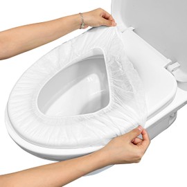 20PCS Plastic Toilet Seat Cover Cushion Protector Mat Large Pack, White Disposable Non-Woven Portable Little Individual Single Package for Adult Home Travel Children Training Environmental Protection