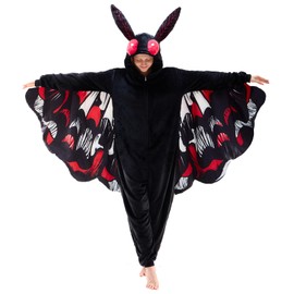 NEWCOSPLAY Unisex Adult Red Mothman Onesie Pajamas Animal One Piece Costume Cosplay Sleepwear (Red Mothman, Small)