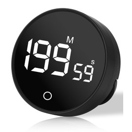 Birshe Kitchen Timer, Digital Timer, Digital Visual Timer, Magnetic Timer, Digital Magnetic Countdown Timer with LED Display, Digital Timer, Black, 2 Modes, Suitable for Kitchen, Bathroom, Office