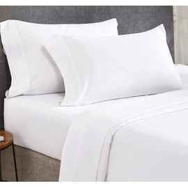 600 Thread Count 100% Cotton Sheet Expanded Queen Sheets Set, 4-Piece Long-Staple Combed Pure Cotton Best Sheets for Bed, Breathable, Soft & Silky Sateen Weave Fits Mattress Upto 16'' Deep Pocket