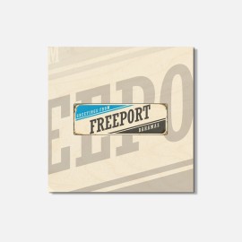 Unbranded Freeport Retro Travel Tin Sign 4'' X 4'' Square Wooden Coaster
