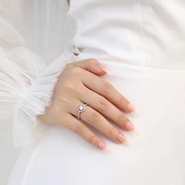 Meissa Love Heart Promise Rings for Women Diamond Ring Engagement Wedding Rings Sterling Silver Rings Size Adjustable, Silver