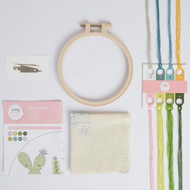 Simply Make Embroidery by Numbers Kit, Cacti, Multicoloured, Single Craft Kit, Stitch and Sewing Kit That Includes Embroidery Threads, Craft Kits for Adults UK, Embroidery Kit with Embroidery Hoop
