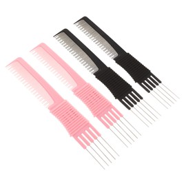 FRCOLOR 4pcs Carbon Fiber Pintail Comb for Curly Hair Comb Shape Massage Styling Brush for Women for Hair Braiding Teasing