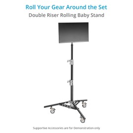PROAIM 6.16ft Double Riser Rolling Monitor Stand with 5/8” Mount. Includes Rocky Mountain Leg. Height Ranges 29" to 74". Payload: 33kg/72lb (TP-MNST-01)