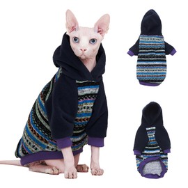 SNIXFever Sphynx Cat Hoodie Sweater, Cat Hoodie,Warm Fleece Sweater for cat, Knit Optic Fleece cat Hoodie Dog Clothes for Kitten Small Medium Dogs (X-Small)