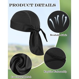 8 Pack Do Rag Skull Caps for Men Sweat Wicking Doo Rags Cooling Helmet Liner Cycling Motorcycle Bandana (Simple Style)