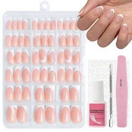 Almond French False Nails Short, 240Pcs Oval Press On Nails - Fake Nails White Tip French Fake Nail Kit - 12 Sizes Full Cover Stick on Nail with Glue for Nail Art Manicure Decorations