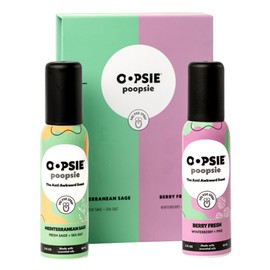 Oopsie Poopsie Pre GO toilet spray, discreet & portable original Pre-poo spray to use on the go. Assorted scents Mediterranean Sage/Berry Fresh Toilet Odor Eliminator 2oz bottle Gift Set 2 pack