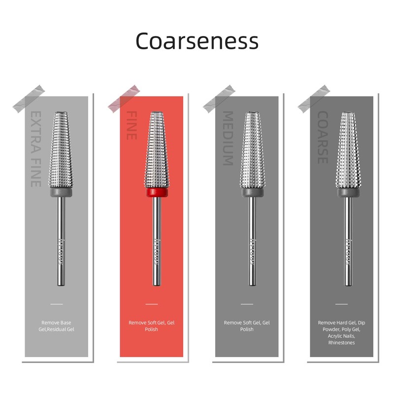HYTOOS Fine Long 5 in 1 Nail Drill Bits, 20mm